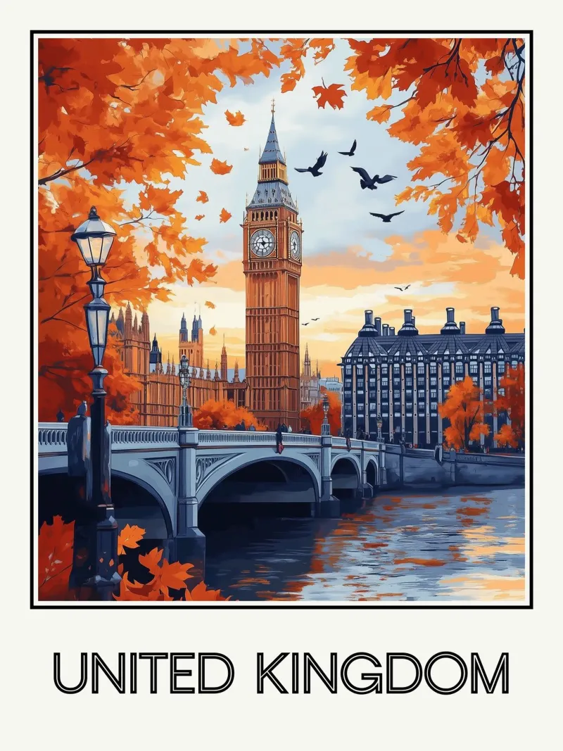 Regno Unito poster con telaio in legno da Frame the World