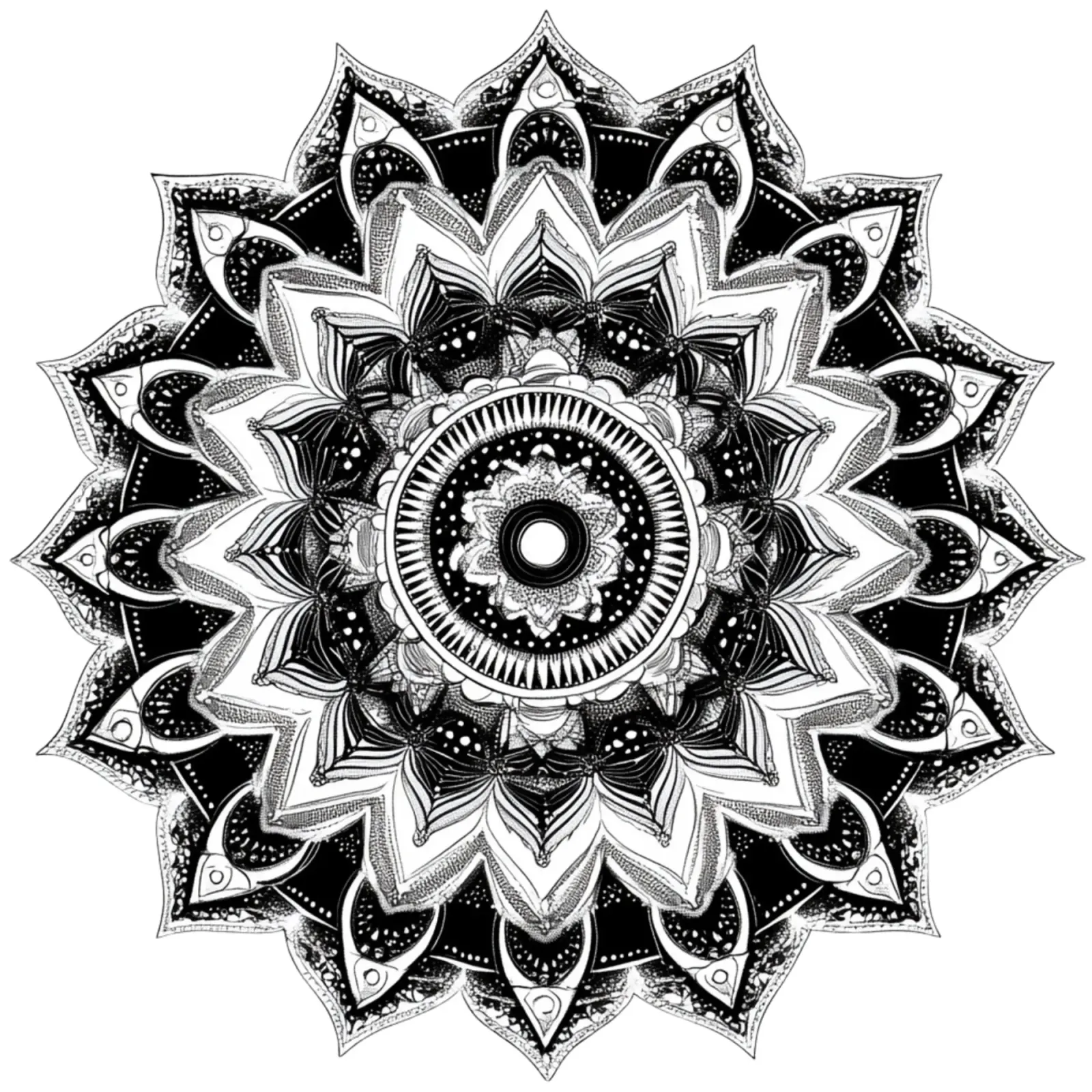 Mandala in bianco e nero alluminio dibond da Spiritual Touch