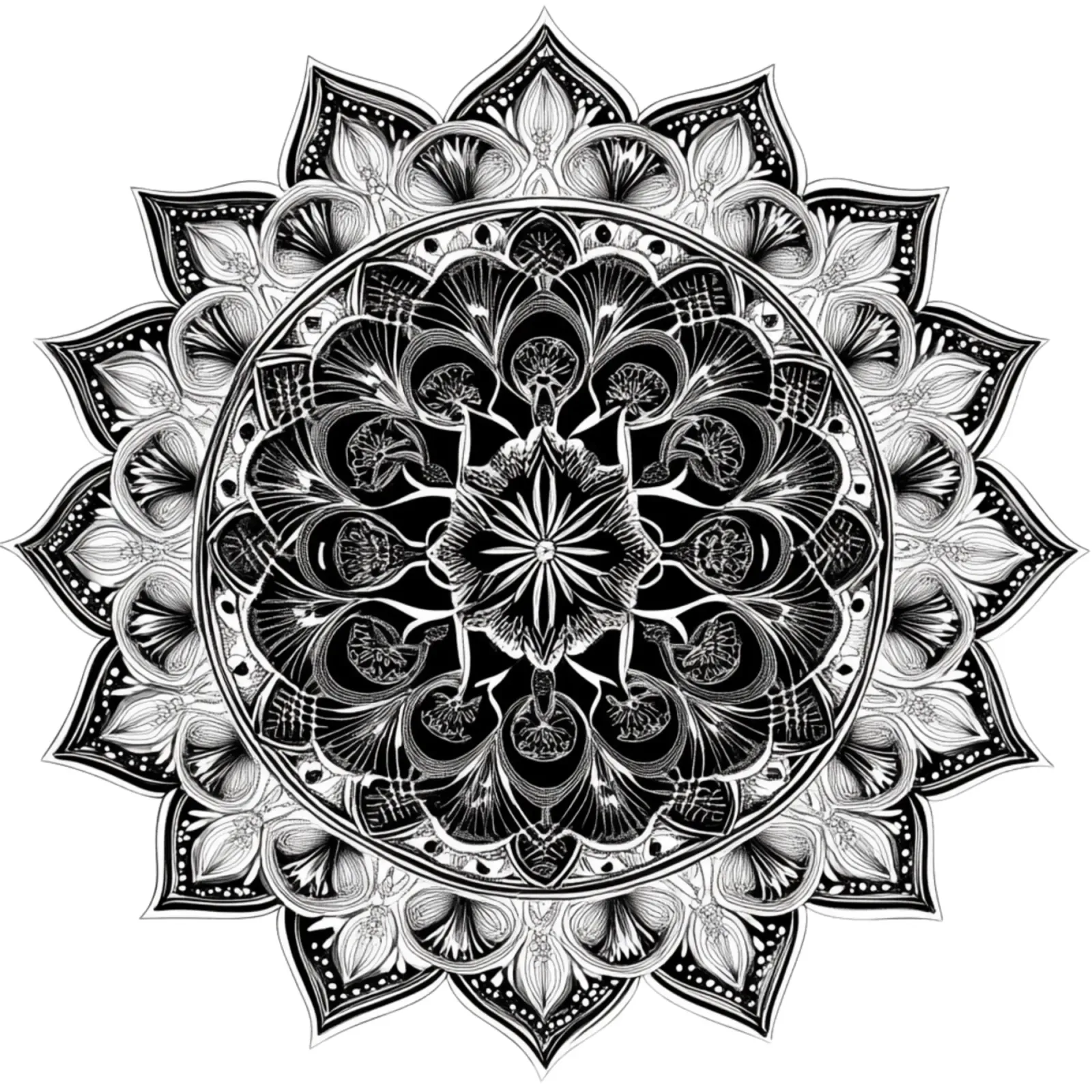 Mandala in bianco e nero pellicola backlit da Spiritual Touch
