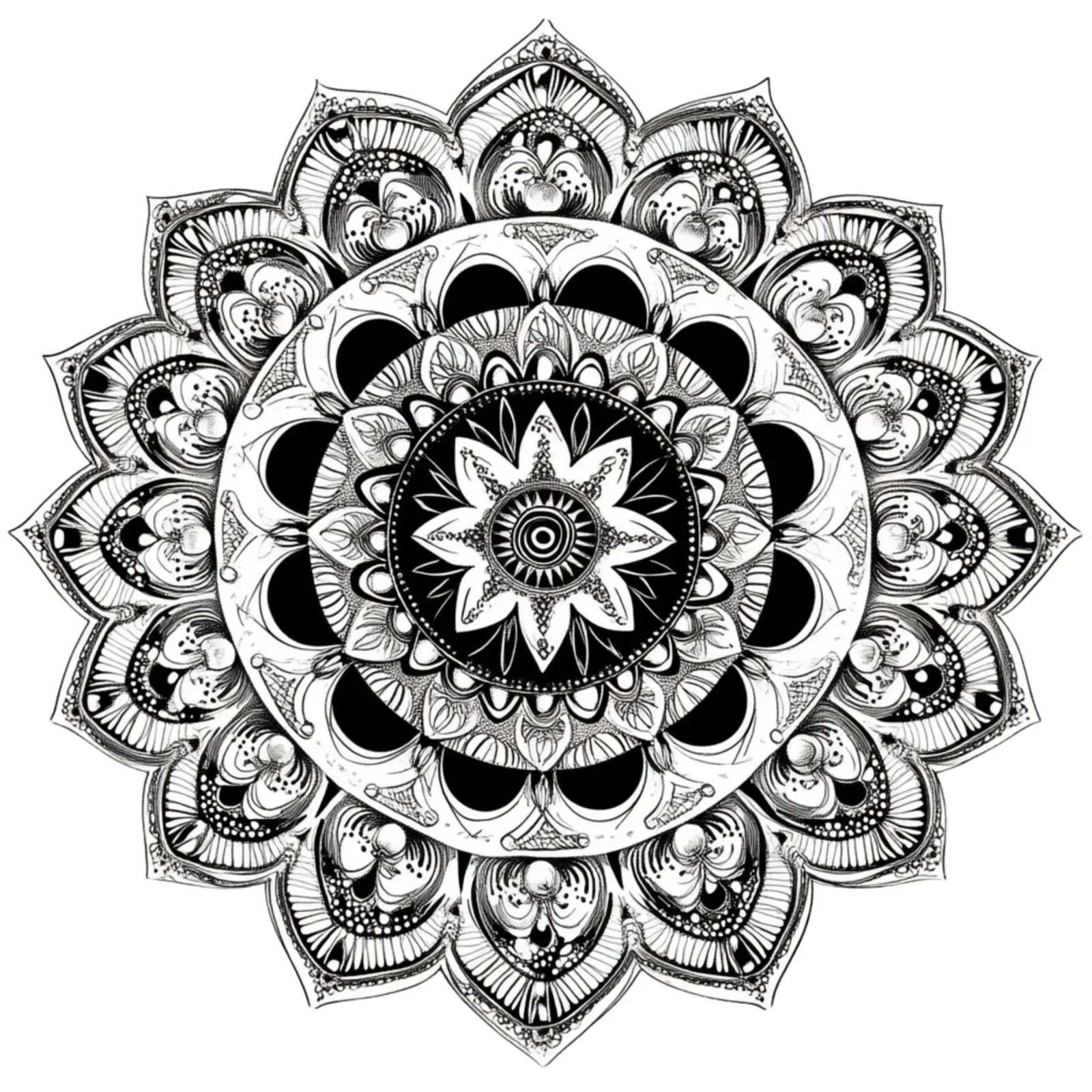 Mandala in bianco e nero alluminio dibond da Spiritual Touch