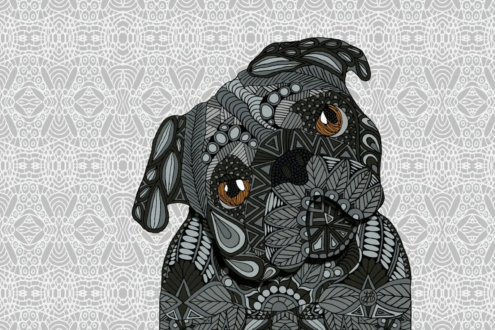 Black Pug pellicola backlit da Angelika Parker