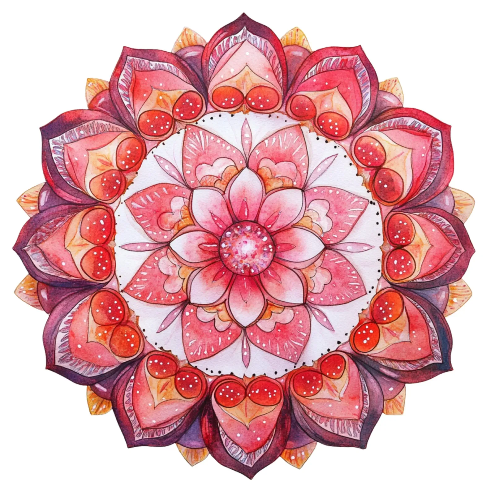 Mandala dell'amore ad acquerello poster con telaio in plastica da Spiritual Touch