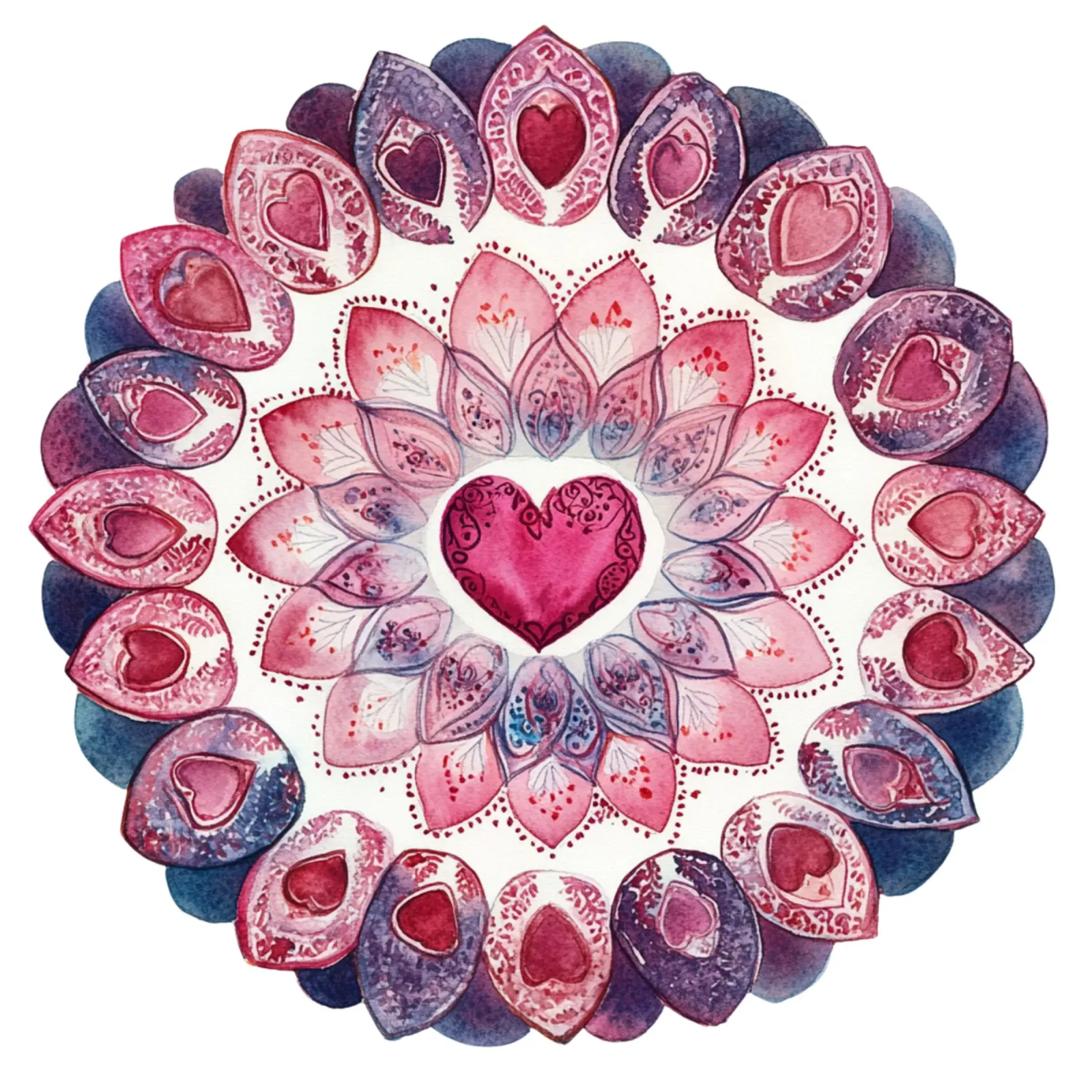 Mandala dell'amore ad acquerello tela con Cornice a cassetta da Spiritual Touch