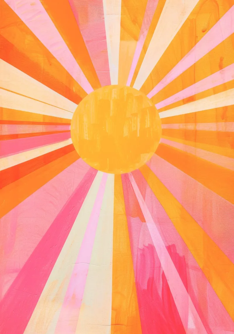 Acquerello Colorful Sun ray Poster, illustrazione d'arte pastello poster da Boheme