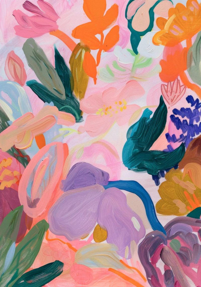 Flower abstract colorful art prints, abstract floral artwork canvas by Boheme