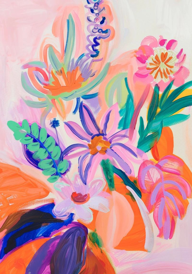 Blume abstrakte bunte Kunstdrucke, abstrakte florale Kunstwerke Poster von Boheme