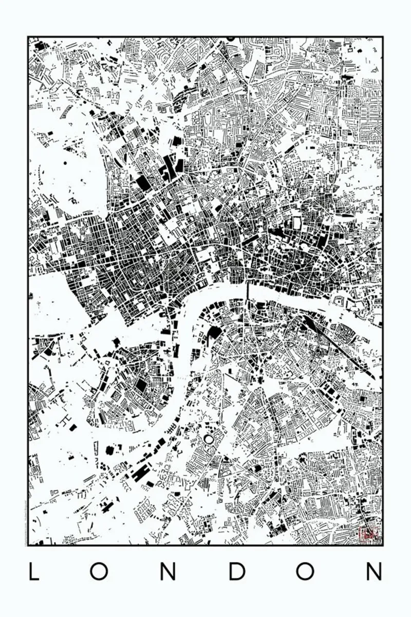 London Map Schwarzplan pellicola backlit da Hubert Roguski
