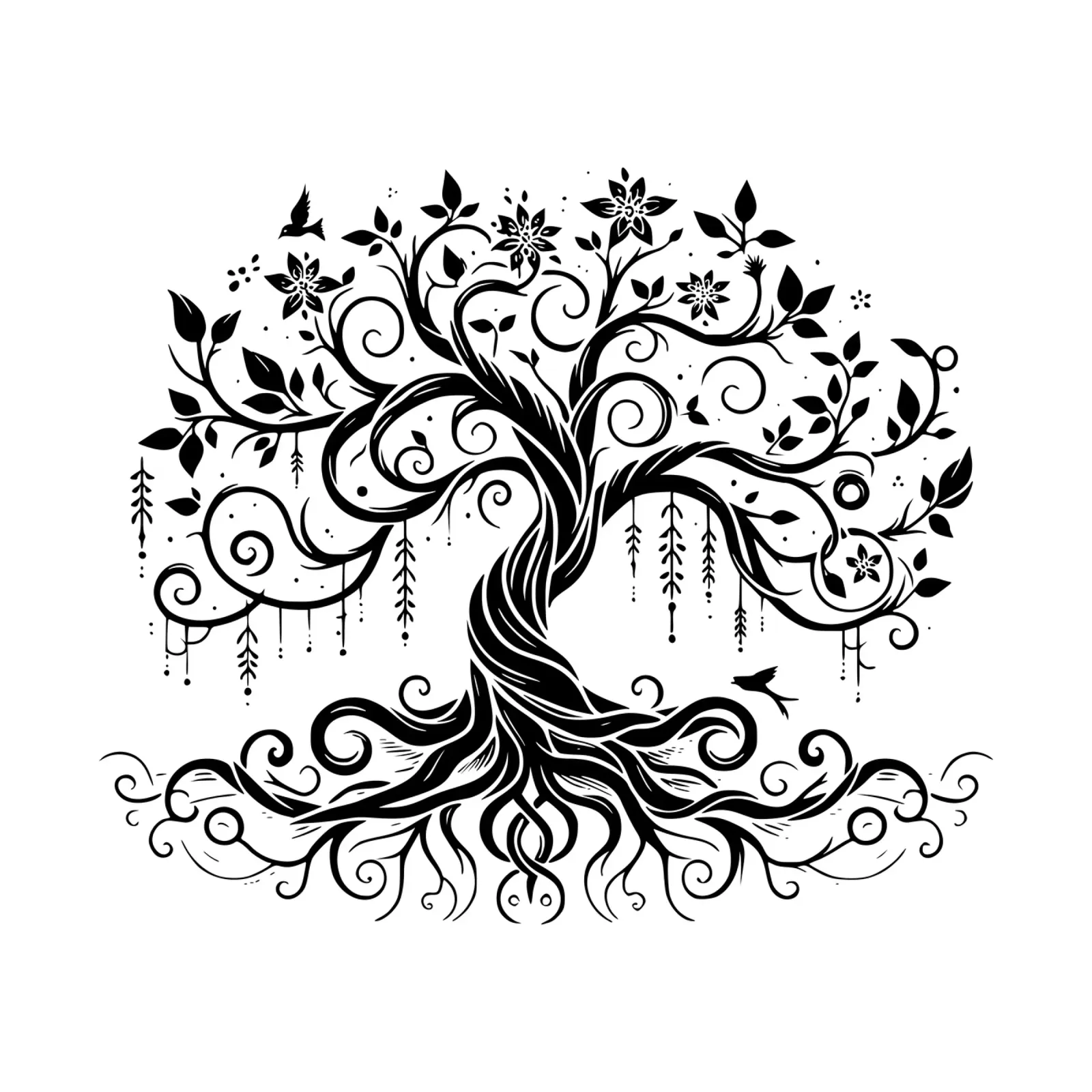 Albero della vita in bianco e nero plexiglass da Spiritual Touch