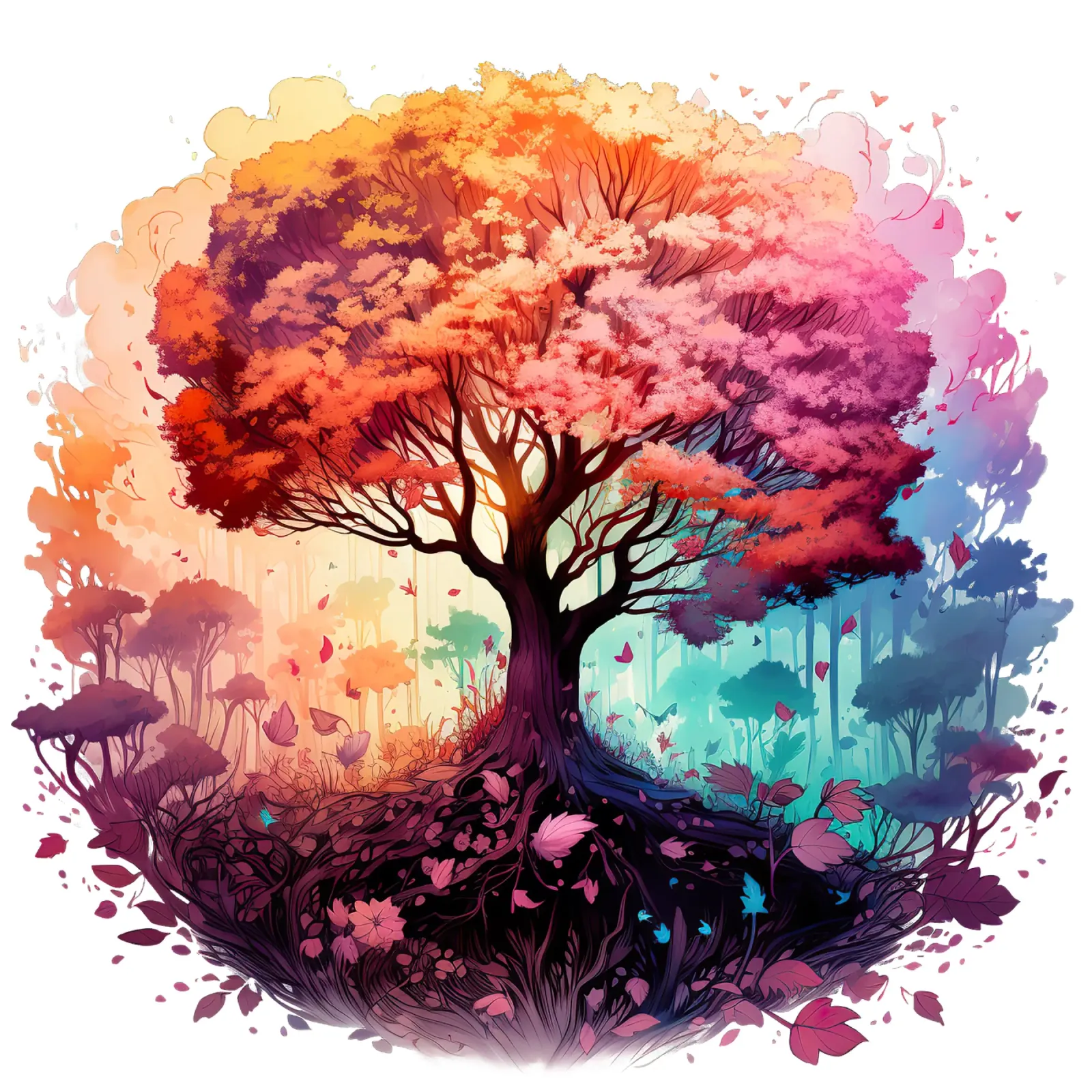 Albero della vita colorato poster con telaio in alluminio da Spiritual Touch