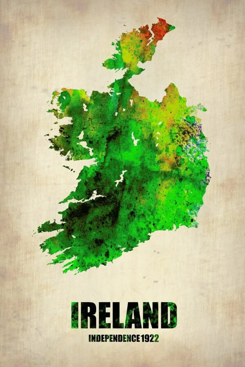 Ireland Watercolor Map pellicola backlit da Naxart