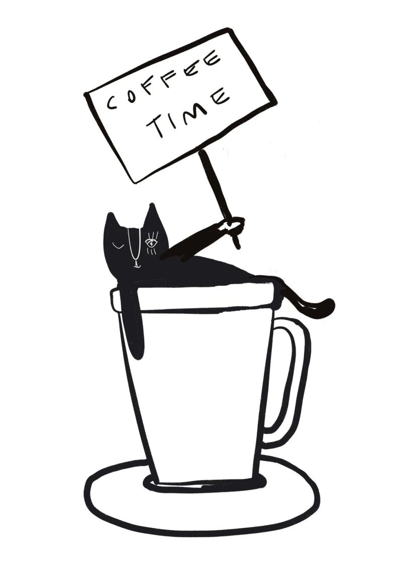 Coffee Time - The tiny COFFEECAT pellicola backlit da Gabi_Schöffel_Illustration