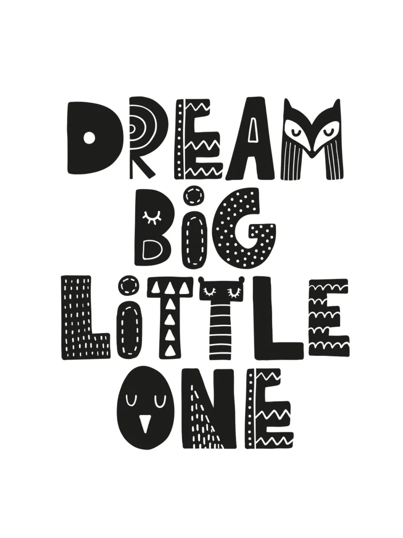 Sognare in grande piccolo Arredamento scandinavo per la camera da letto dei bambini poster da THE MOTIVATED TYPE