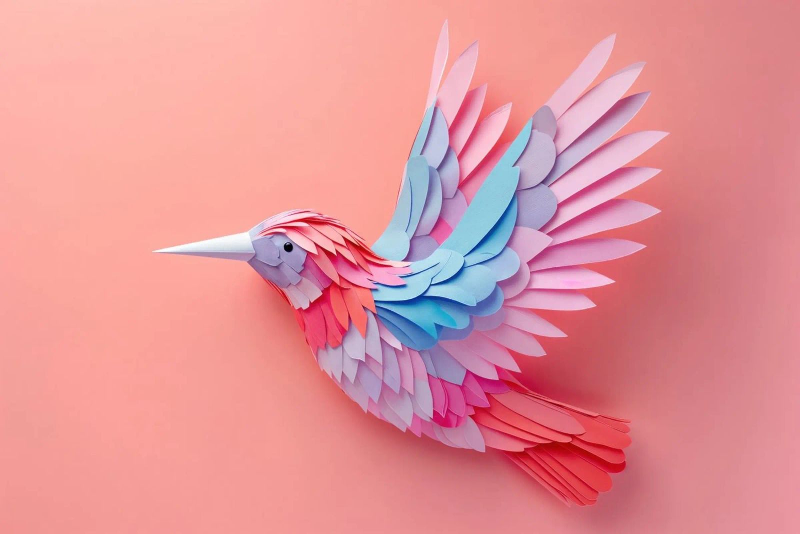 Colorful Paper Hummingbird on Soft Background poster by Lisa Artifexia