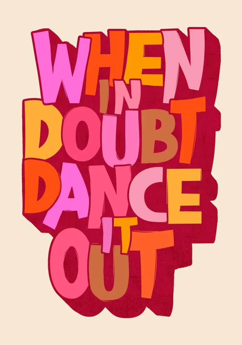 Colorful Retro Dance Typography Print pellicola backlit da showmemars