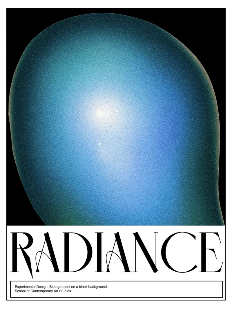 Radiosità, poster di design grafico retrò poster con telaio in alluminio da Peaches Art Prints
