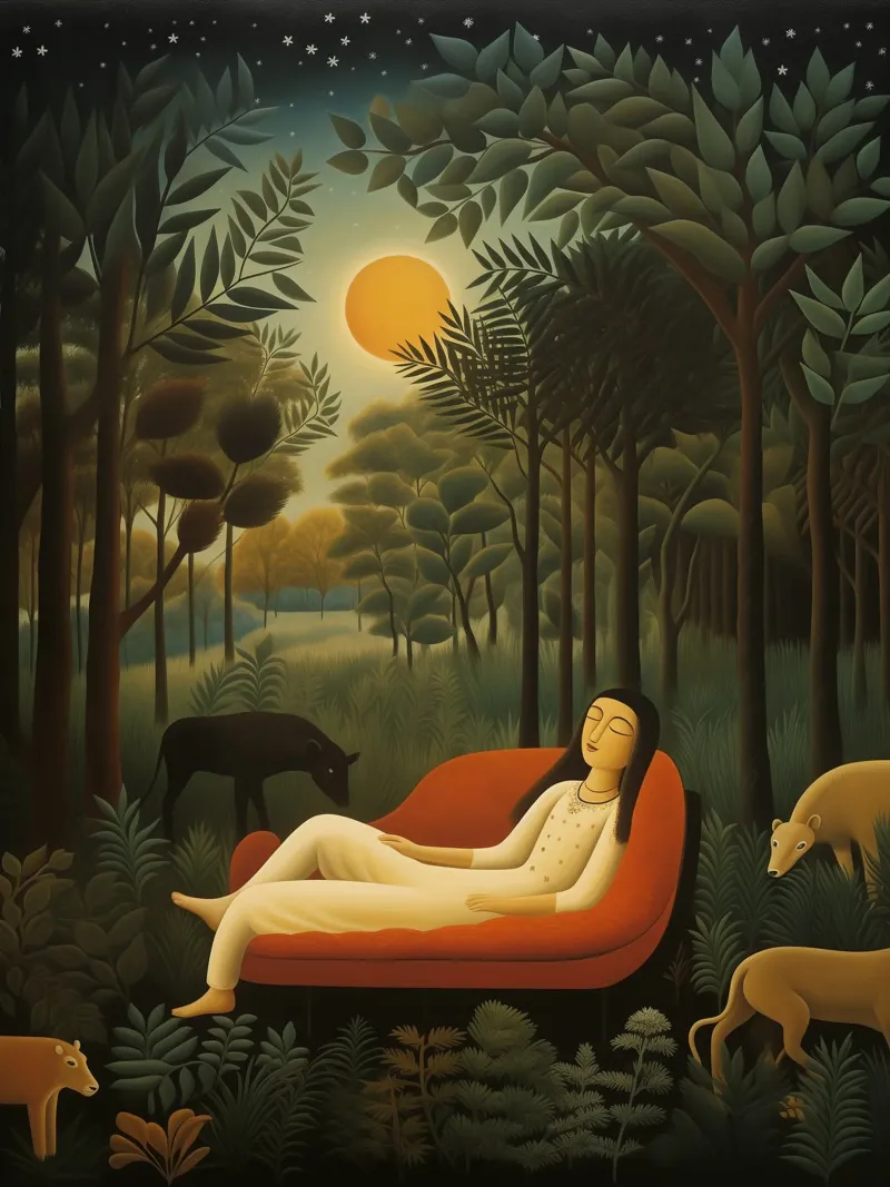 Sogno di Henri Rousseau | Pittura naïf poster con telaio in alluminio da Autofocus