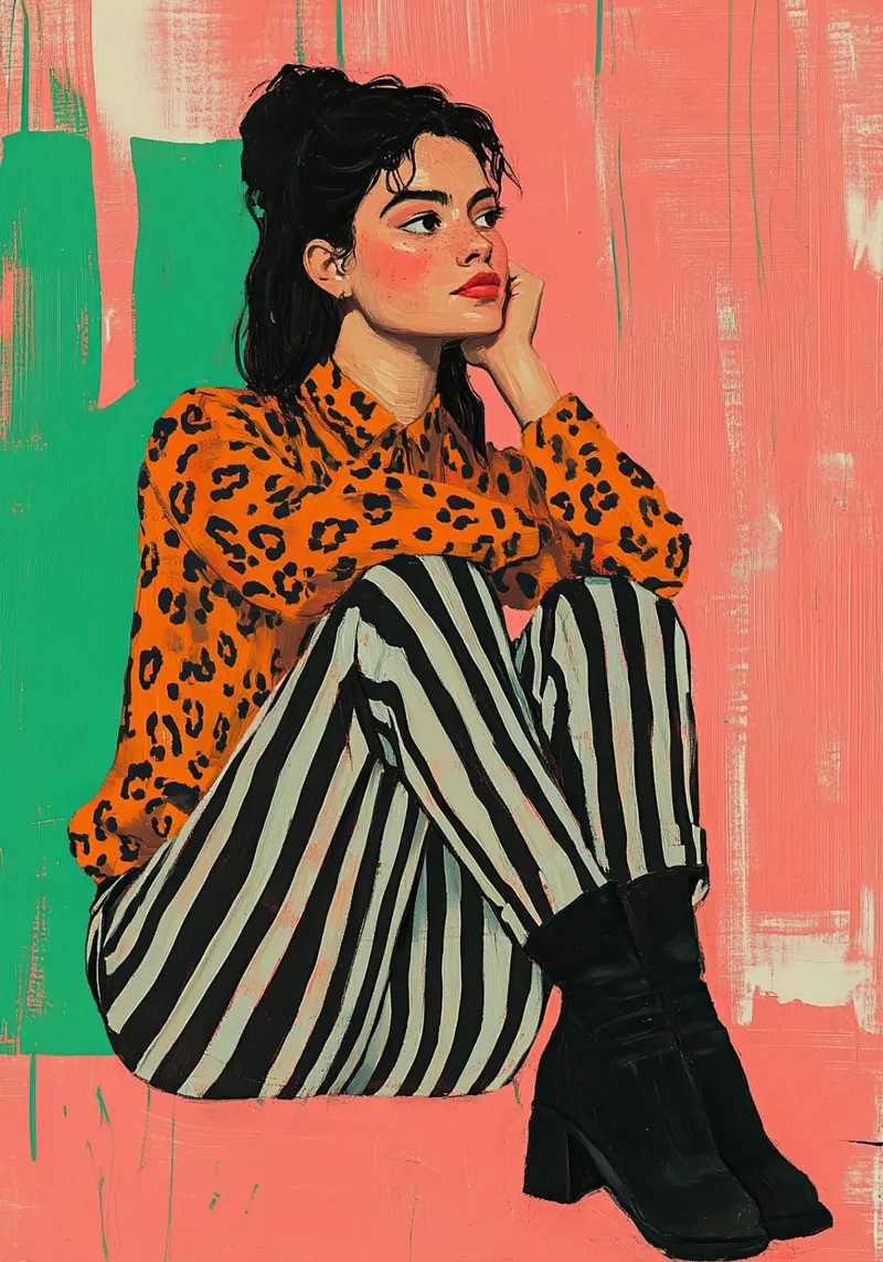 Edgy elegantie in plakkaatverf canvas van Nikis Art Studio