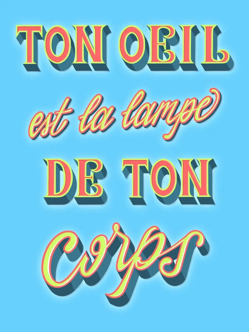 Ton oeil est la lampe de ton corps poster con telaio in alluminio da Glettering