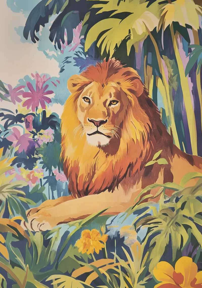 Leone Mid-Century Jungle pellicola backlit da Nikis Art Studio