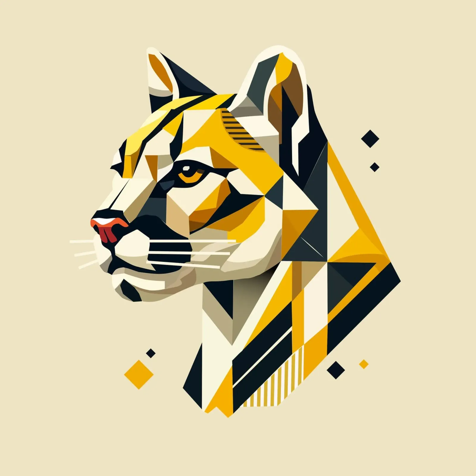 Forza geometrica - L'elegante testa di felino pannello forex da namosh