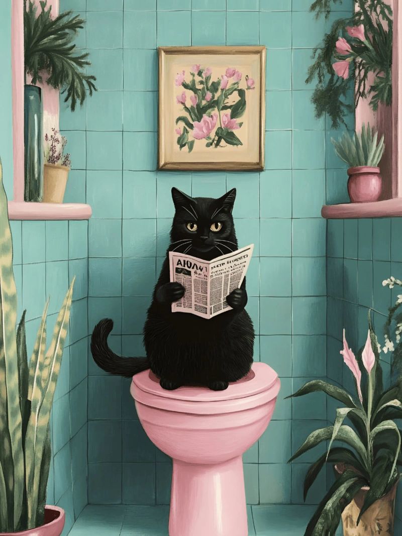 Chat sur les toilettes poster de catsforyou