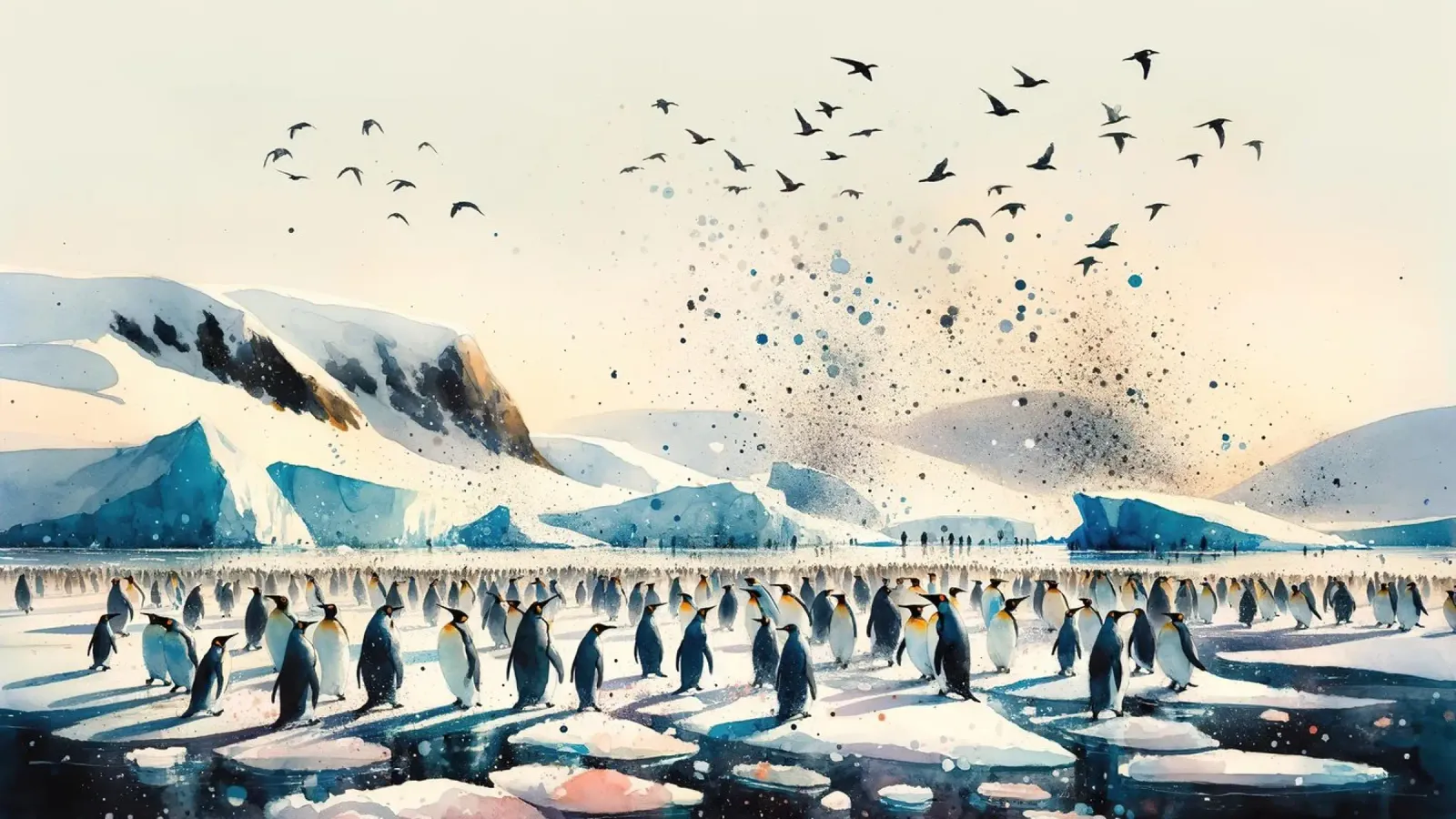 Der Weg der Pinguine in der antarktischen Weite Leinwand mit Schattenfugenrahmen von Chromatic Fusion Studio