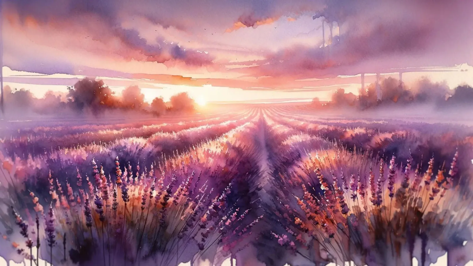 L'abbraccio dell'alba nei campi di lavanda alluminio dibond da Chromatic Fusion Studio