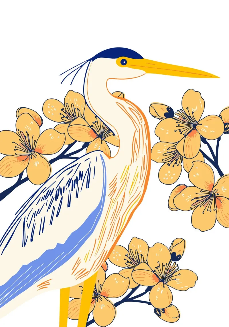 stylized heron carta hahnemühle da ramosashop