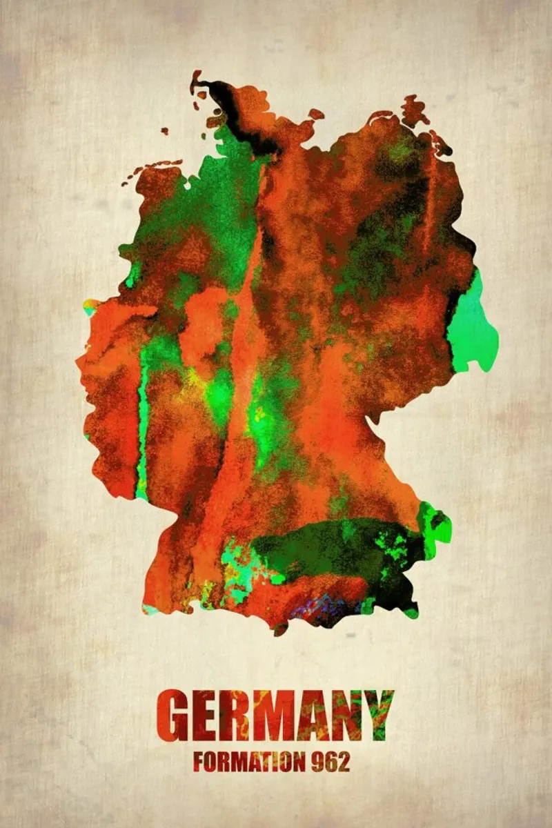 Germany Watercolor Map carta hahnemühle da Naxart