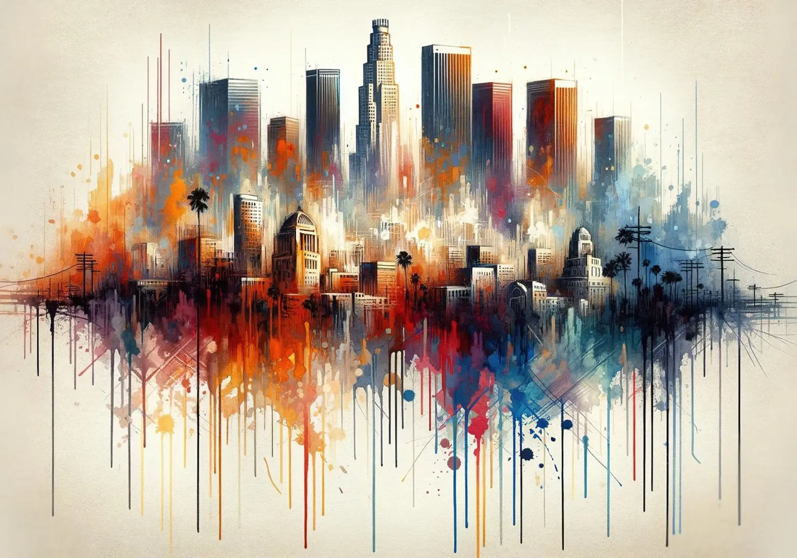 Acquerello Skyline pellicola backlit da Chromatic Fusion Studio