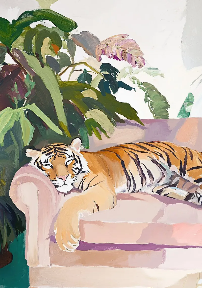 Divano tigre Divano relax Piante da letto pellicola backlit da Nikis Art Studio