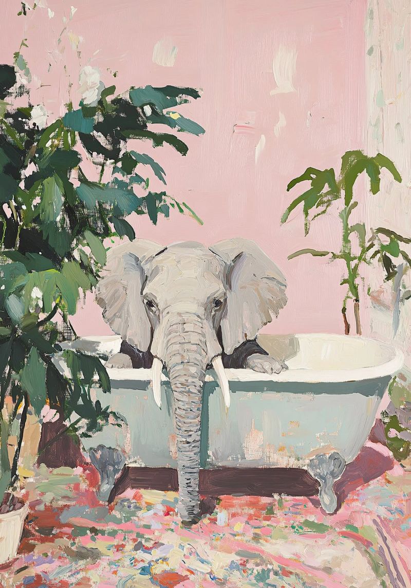 Eléphant Rêverie de bain poster de ArtByNiki