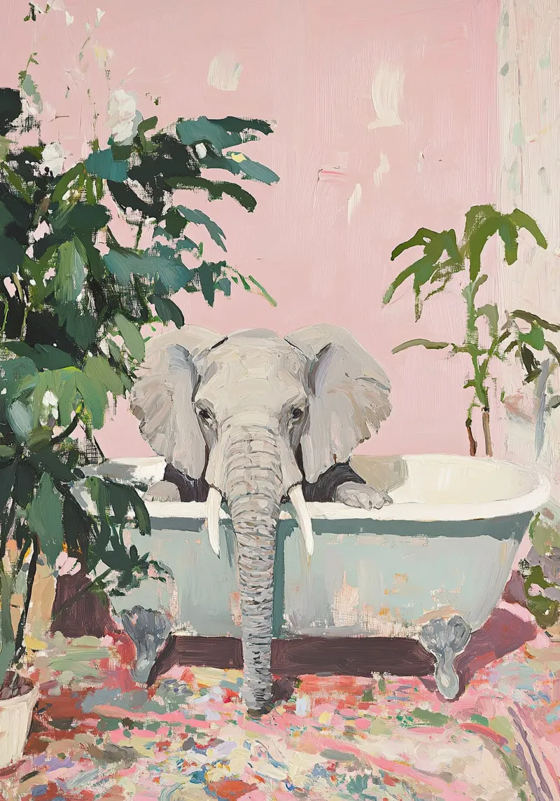 Fantasticheria sul bagno degli elefanti poster da ArtByNiki