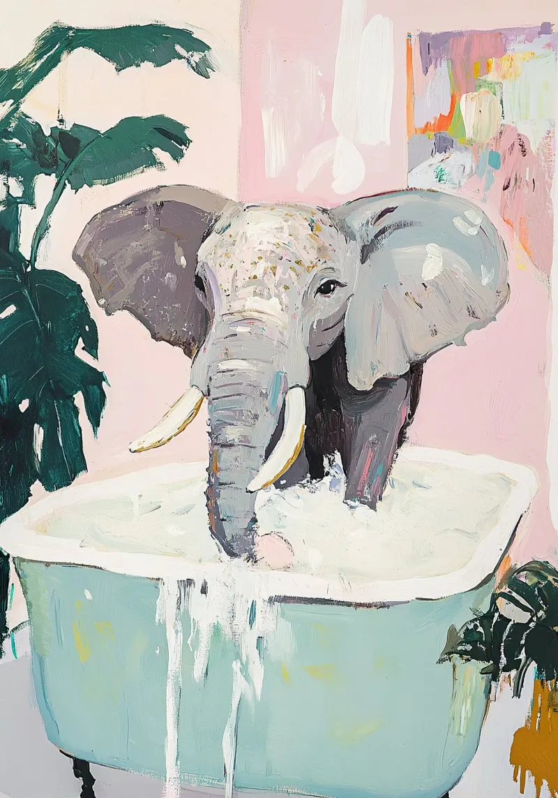 Elephant in the bathtub alu-dibond by ArtByNiki