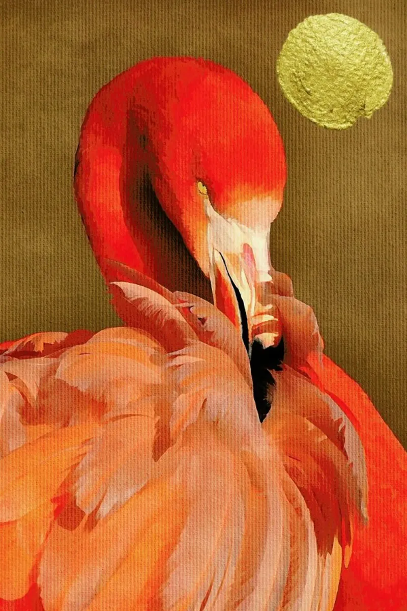 Flamingo with Golden Sun pellicola backlit da Kubistika