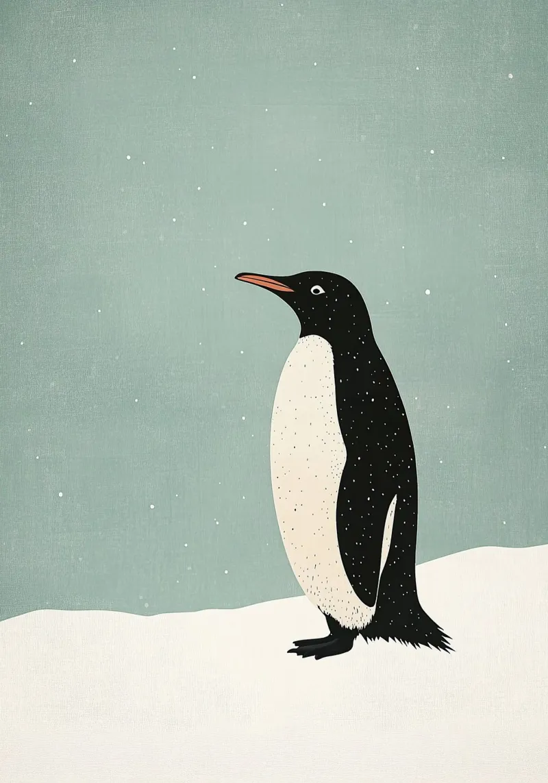 Pinguino poster con telaio in legno da Nikis Art Studio