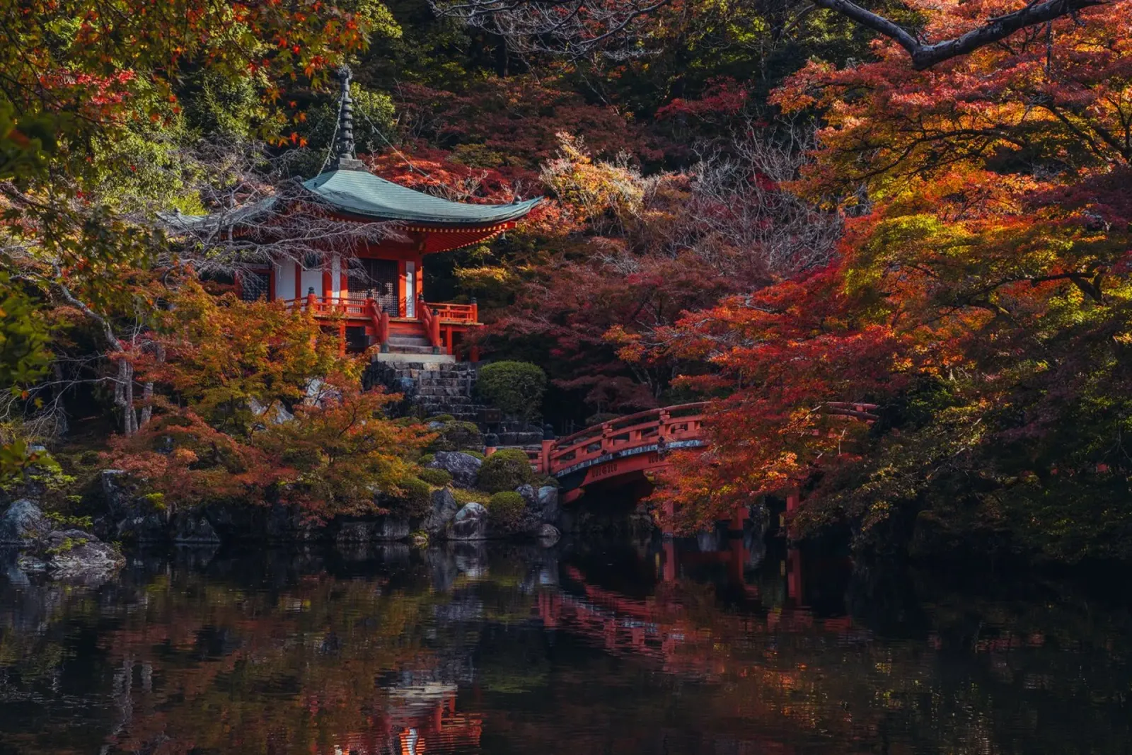 Japanese Temple Pond in Kyoto, Japan forex plate by Marcel Bisig