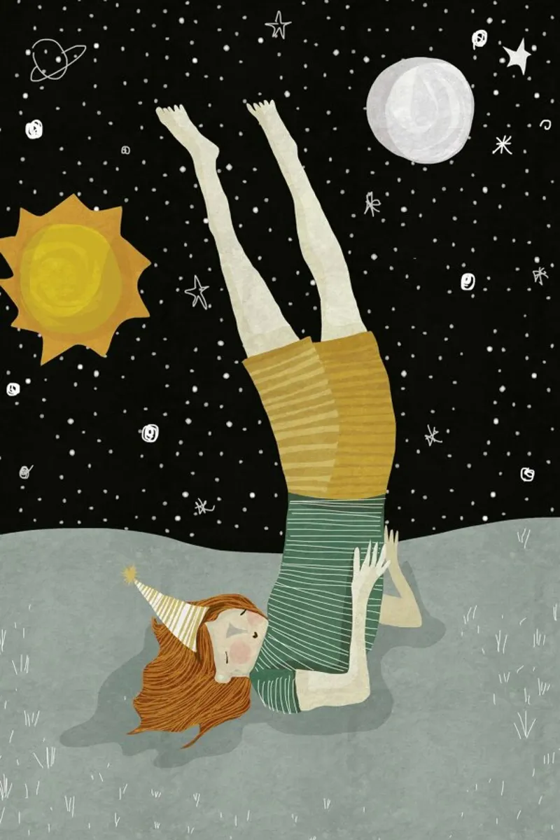 Around the Sun poster con telaio in legno da Amalia Restrepo