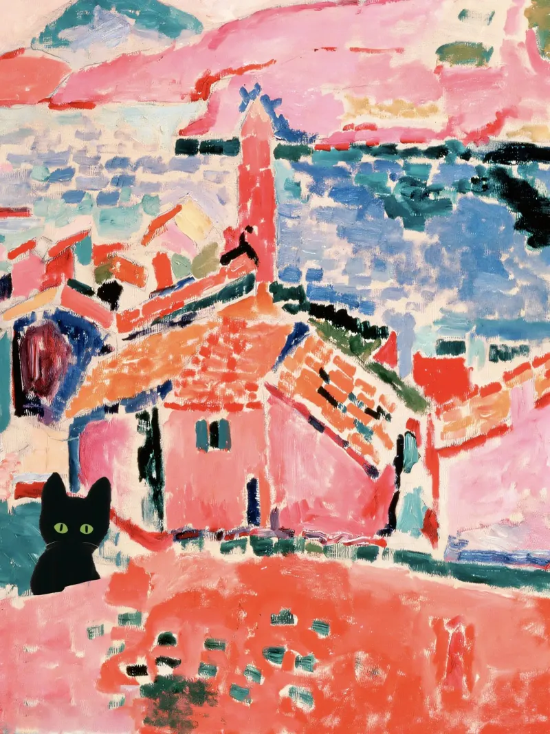 Menri Matisse View Of Collioure With A Cat - Classic Art poster by Peaches Art Prints
