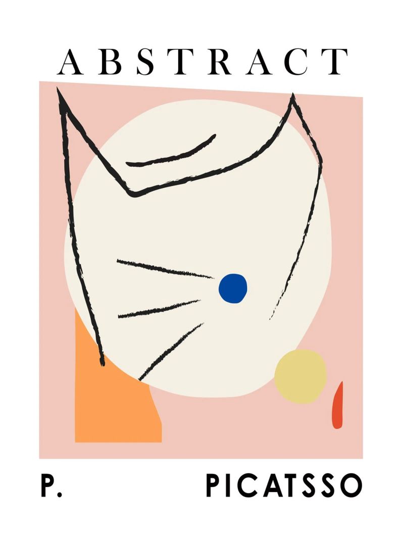 Picasso Cat, Picatsso Cat Abstract Geometric Poster poster by Peaches Art Prints