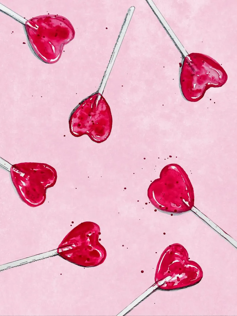 Lollipop Heart poster con telaio in alluminio da Illustration Raissa Oltmanns