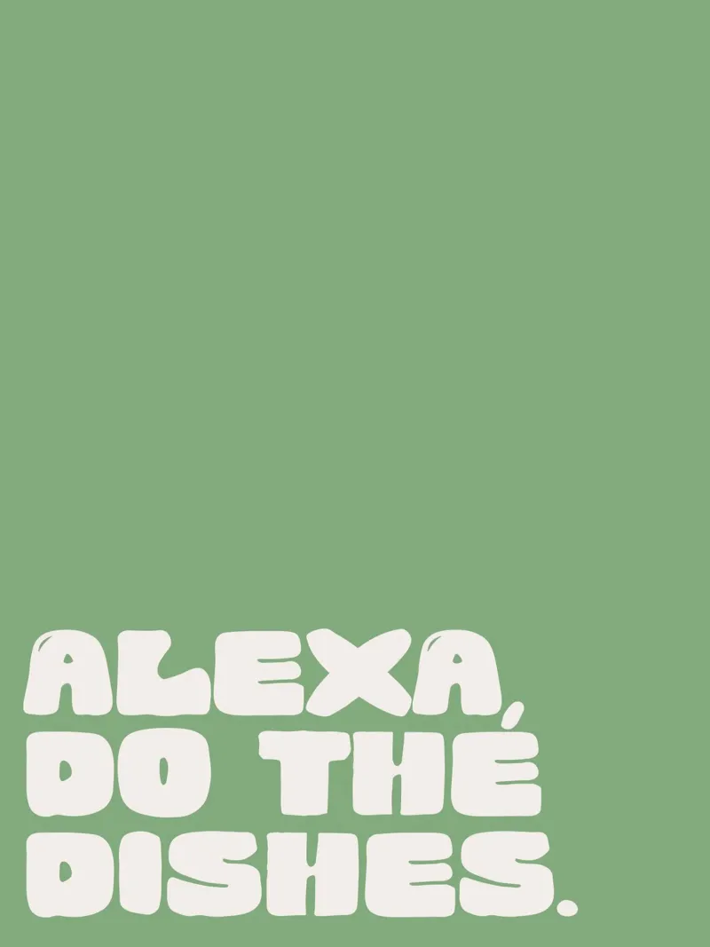 Alexa, Do The Dishes (green) tela con Cornice a cassetta da treechild