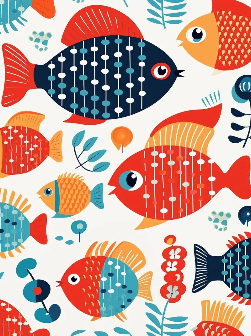 Colourful fish pattern for beach towels canvas by Autofocus