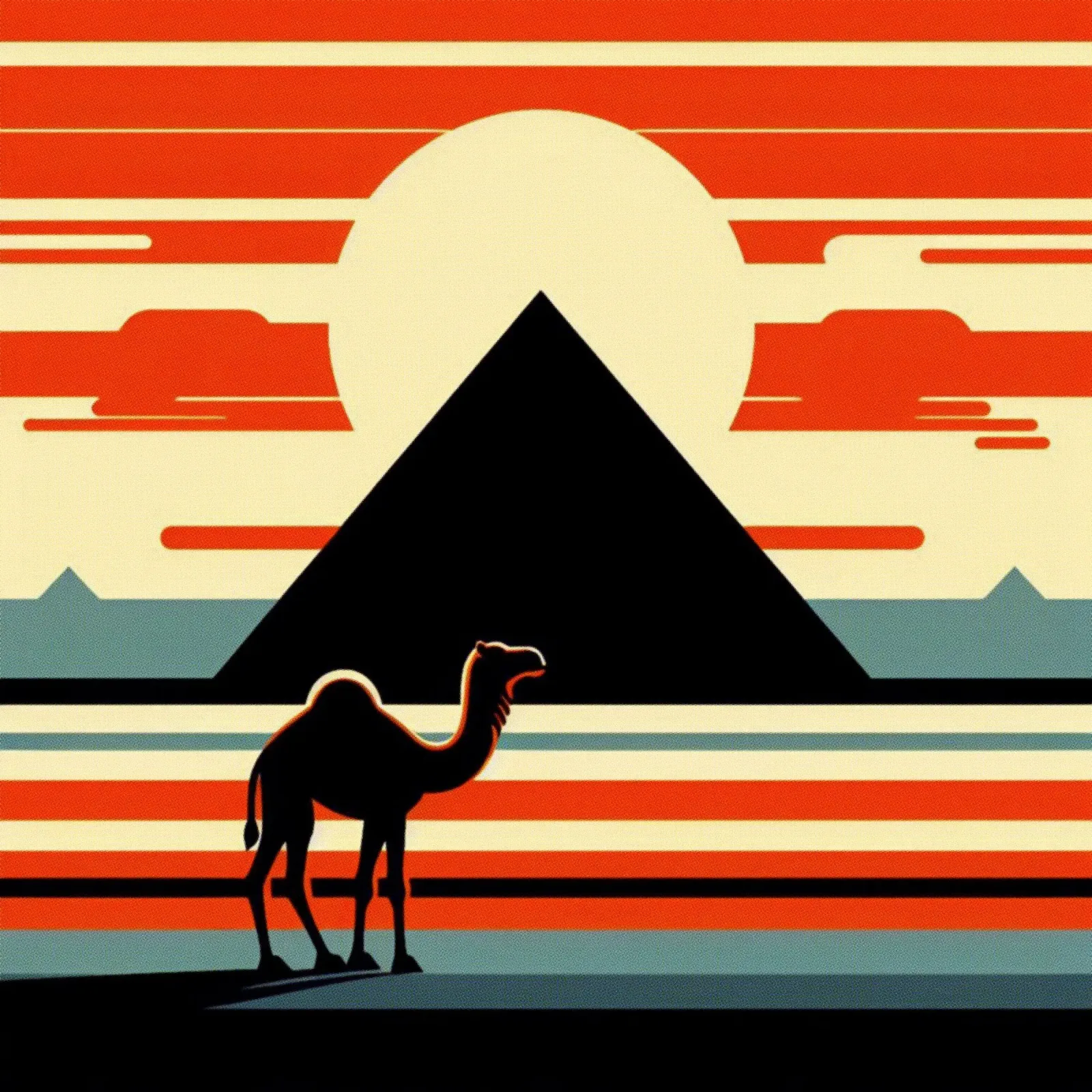 Pyramid with camel - Vintage poster print poster by posterprints-by-nomad