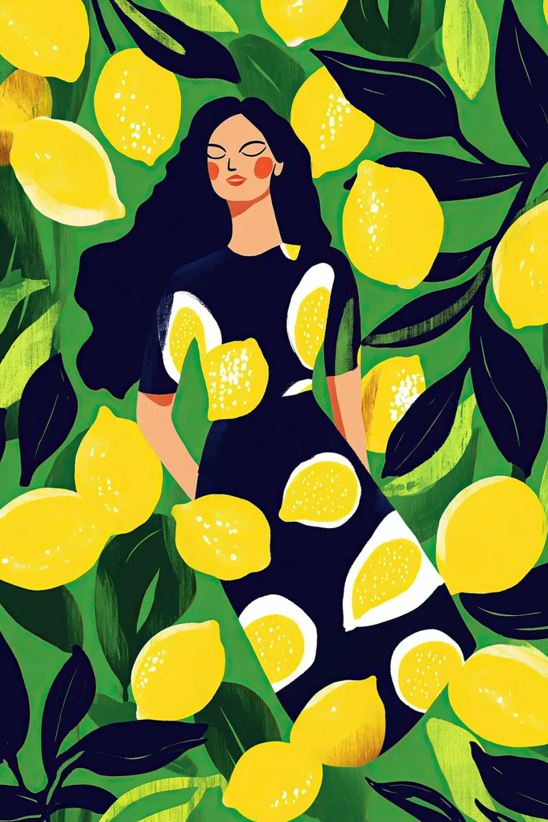 Limoni maturi | Immagine decorativa di una donna carta hahnemühle da Autofocus