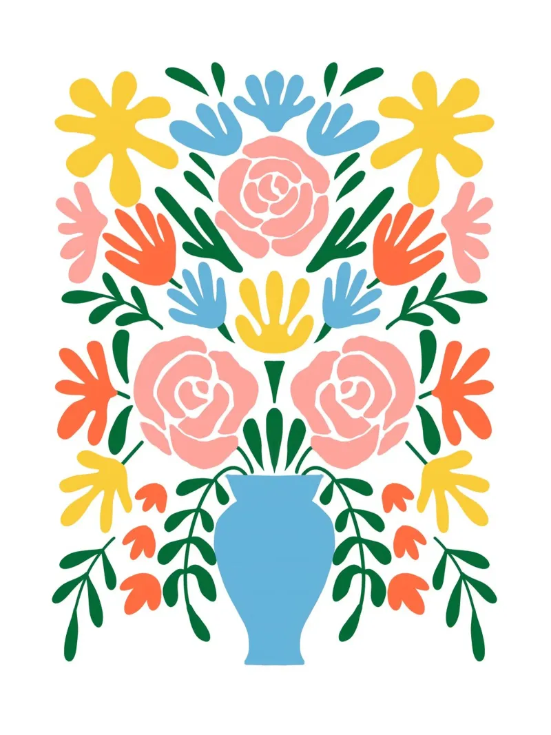 Naive Floral Bouquet canvas by cafelab