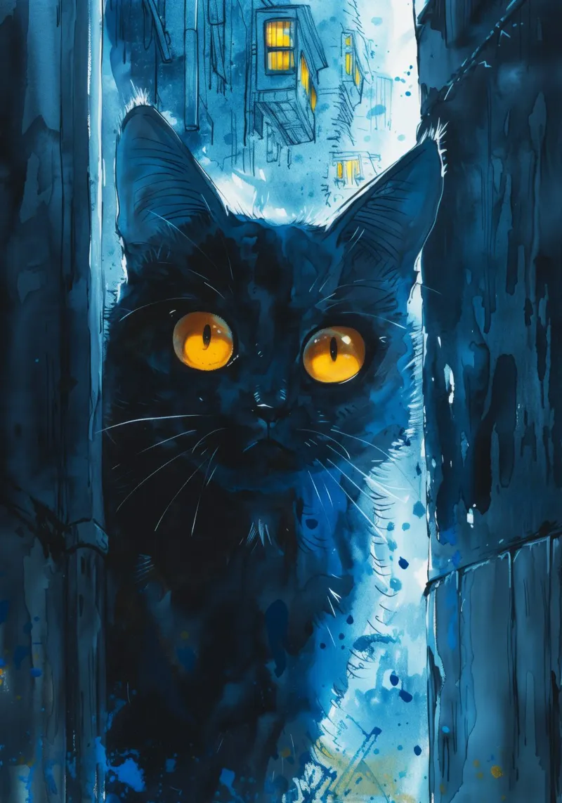 Gatto in città pellicola backlit da Justyna Jaszke JBJart