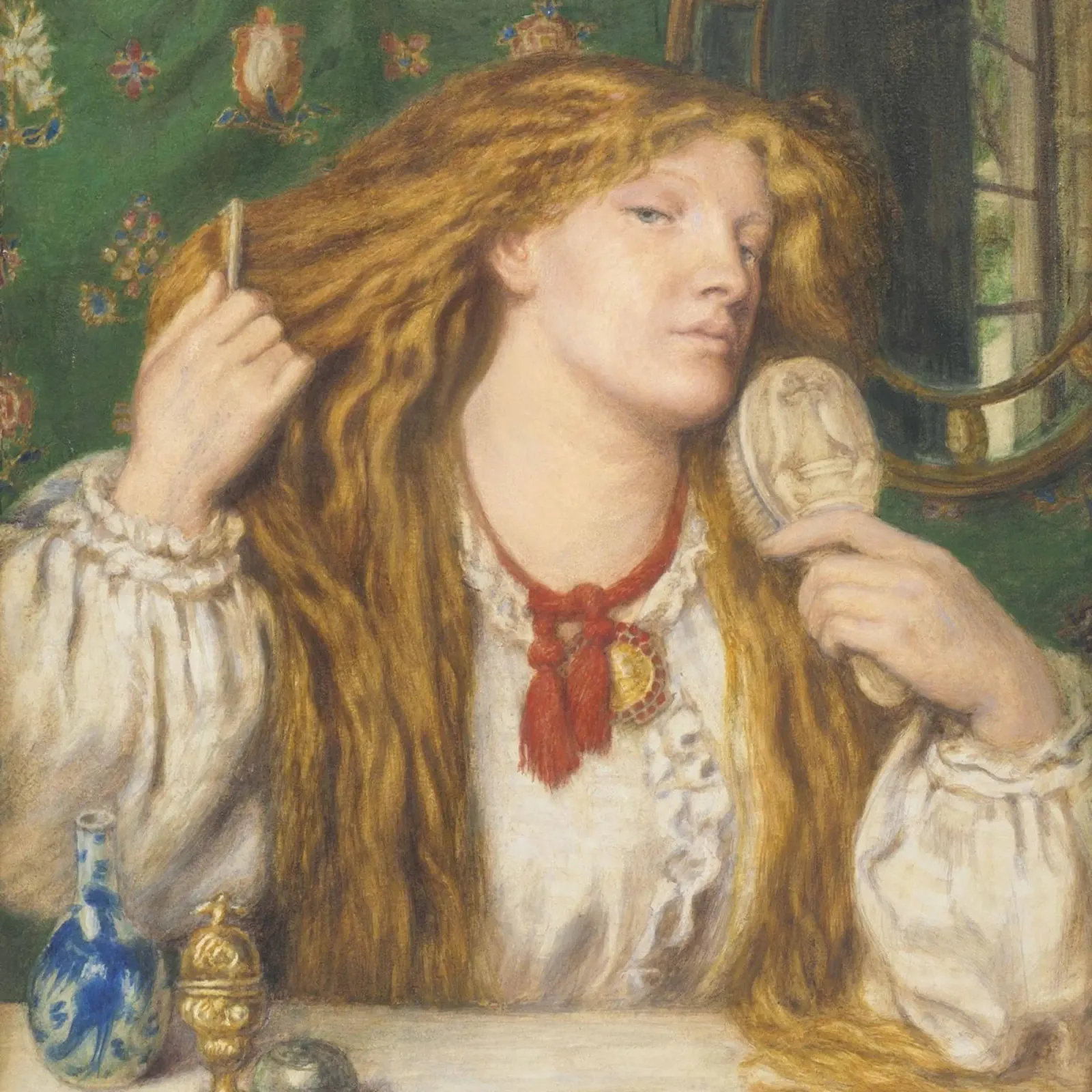 Dante Gabriel Rossetti - Una donna che si pettina pellicola backlit da Timeless Artworks
