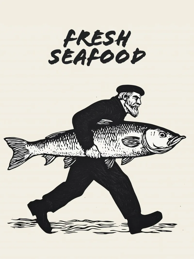 Fresh Seafood | Black and White Artprint carta hahnemühle da Autofocus