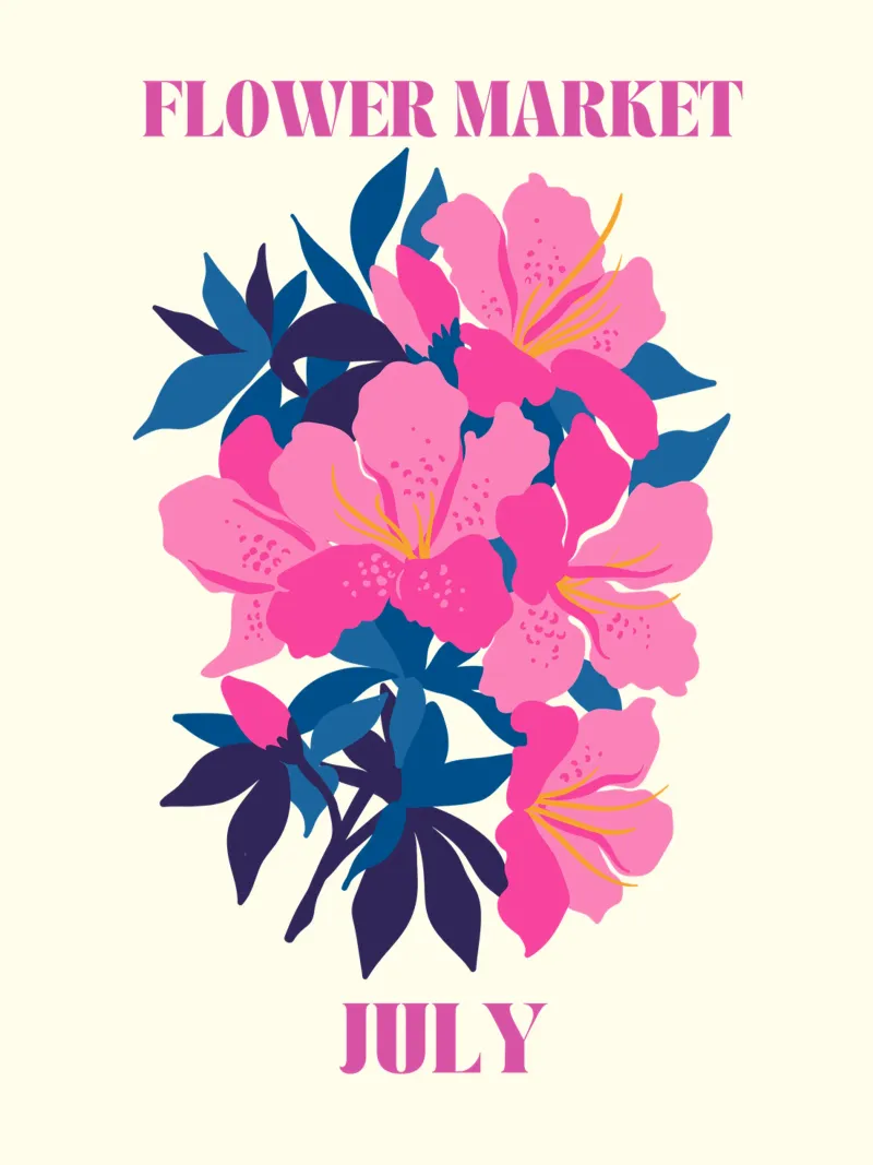 Mercato dei fiori luglio poster con telaio in plastica da Kiroiharu